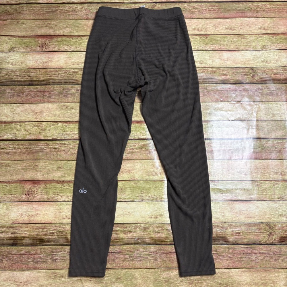 Alo Yoga Women Ribbed Leggings Espresso Brown High Waist Activewear Small